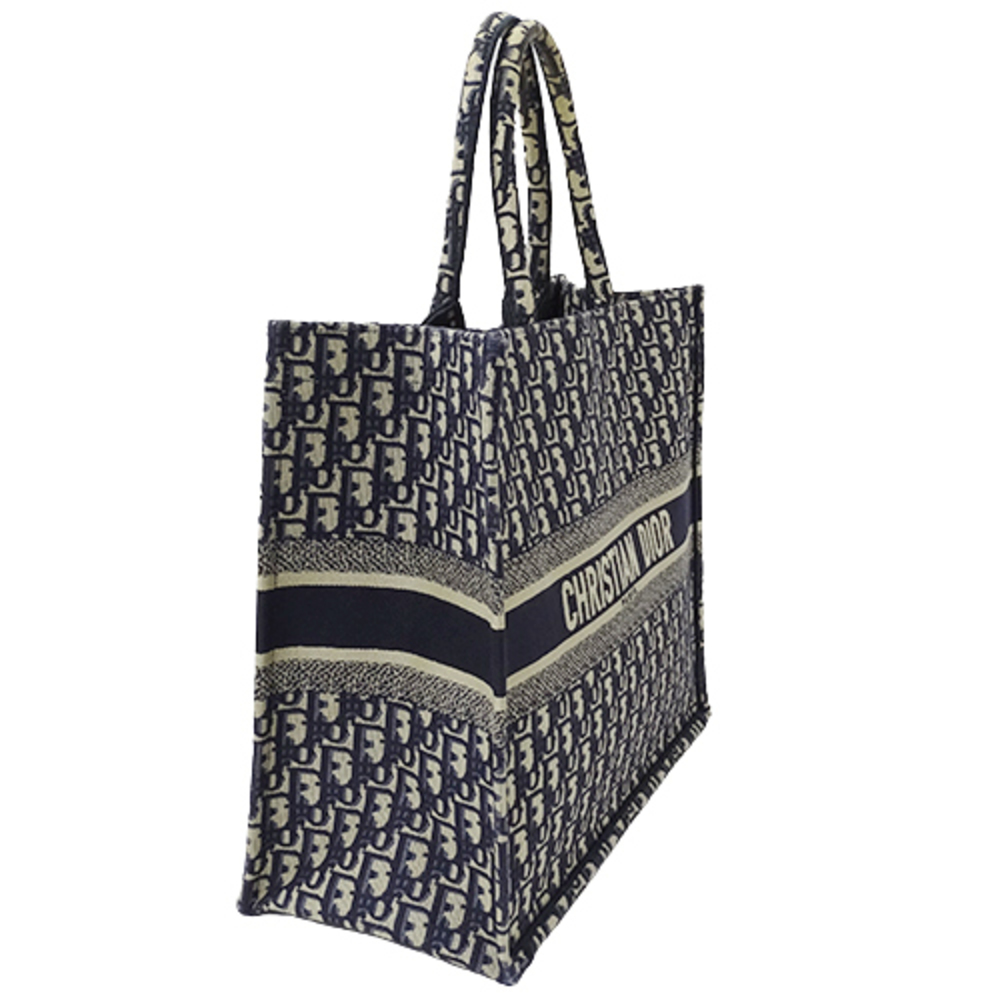 Dior Navy Large Christian Oblique Book Jacquard Tote - Picture 5 of 7
